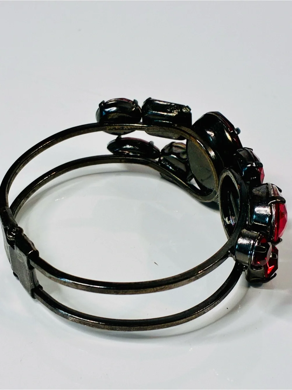 Bold Crimson Red Crystal Statement Cuff Clamper Bracelet - Women's Jewelry
